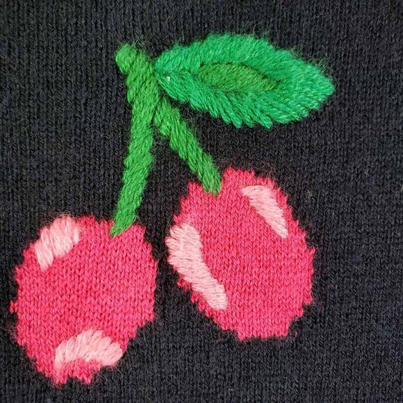 Talbots Sweater Women's Size Large L Navy Blue Fruit Knit Pullover LS - Picture 4 of 9